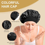 Cuffia da doccia regolabile da donna con tesa larga, ideale per dormire durante la chemioterapia e per la cura dei capelli.