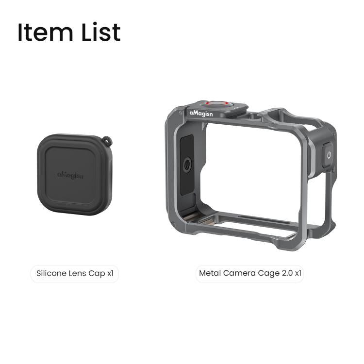 Gabbia per fotocamera in metallo Amagisn per Insta360 Ace Pro 2 / Ace Pro 2.0 con commutazione rapida tra ripresa verticale e orizzontale e attacco a slitta.