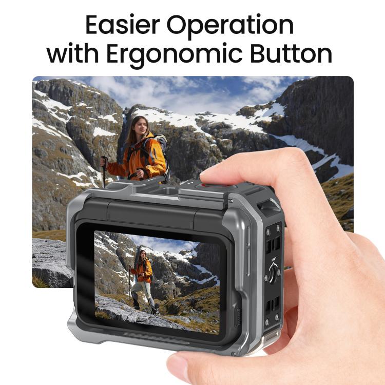 Gabbia per fotocamera in metallo Amagisn per Insta360 Ace Pro 2 / Ace Pro 2.0 con commutazione rapida tra ripresa verticale e orizzontale e attacco a slitta.