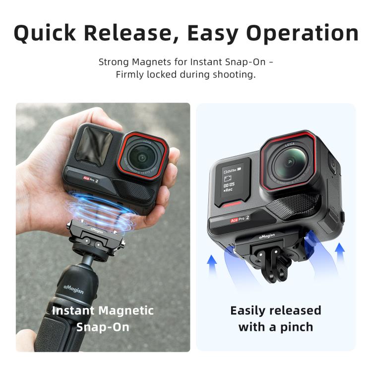 Supporto magnetico a sgancio rapido girevole a 360 gradi aMagisn per Insta360 Ace Pro 2 / Ace Pro / X5 / X4 Air, For Insta360 Ace Serirs/X5/X4 Air