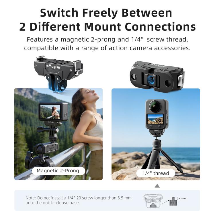 Supporto magnetico a sgancio rapido girevole a 360 gradi aMagisn per DJI Osmo 360/Action 5 Pro/4/3, For DJI Osmo 360/Action 5 Pro/4/3