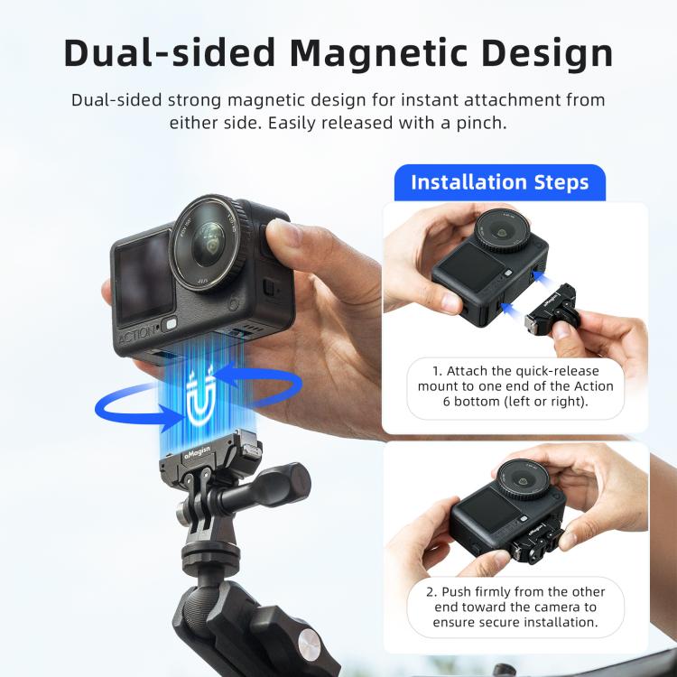 Supporto magnetico a sgancio rapido ruotabile a 360 gradi aMaginsn per DJI Osmo Action 6/Nano, For DJI Osmo Action 6/Nano
