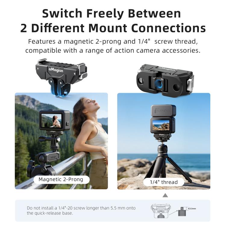 Supporto magnetico a sgancio rapido ruotabile a 360 gradi aMaginsn per DJI Osmo Action 6/Nano, For DJI Osmo Action 6/Nano