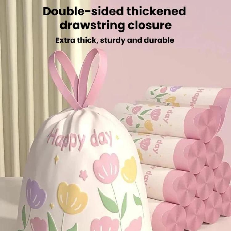 50 pezzi/rotolo Sacchi per rifiuti domestici spessi e portatili con coulisse, sacchi per spazzatura usa e getta per cucina, Tulip, Lavender, Black, White, Green
