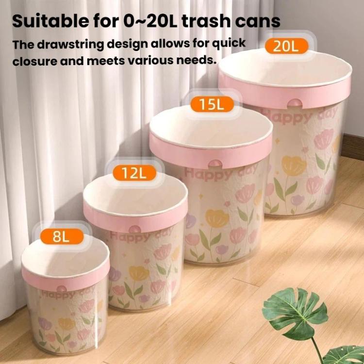 50 pezzi/rotolo Sacchi per rifiuti domestici spessi e portatili con coulisse, sacchi per spazzatura usa e getta per cucina, Tulip, Lavender, Black, White, Green