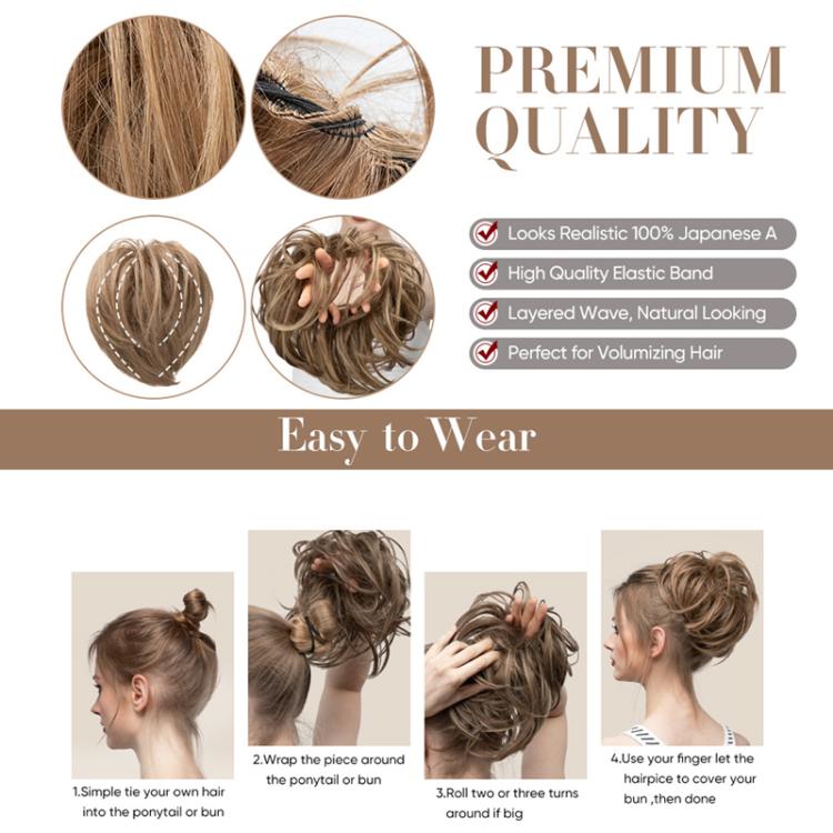 Parrucca con finta acconciatura a chignon e riccioli morbidi