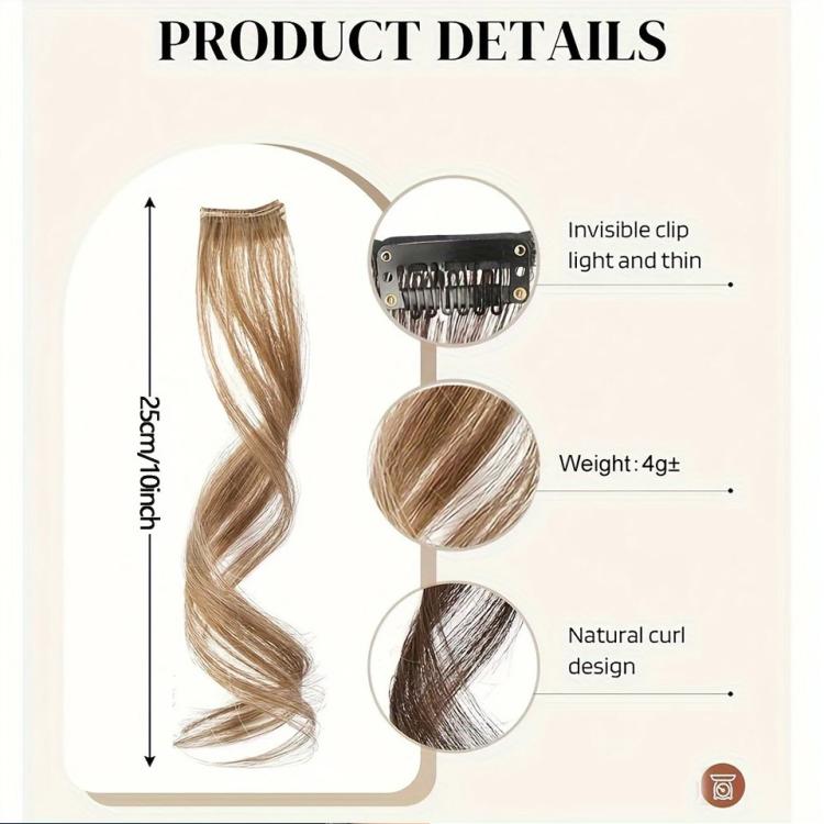 Extension per capelli con frangia a clip, lunga e sfilata, con effetto barba di drago, per donna, frangia laterale, ideale per l'uso quotidiano e per acconciature fai da te., 25cm, 35cm