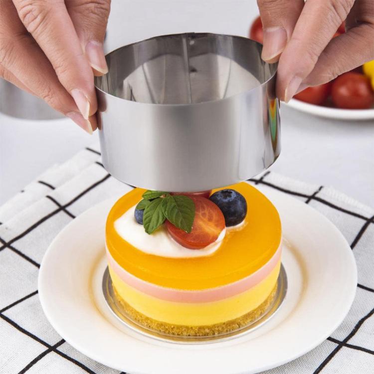 Stampo in acciaio inox per mousse, budino e torta con piastra di pressatura, LsCook Round