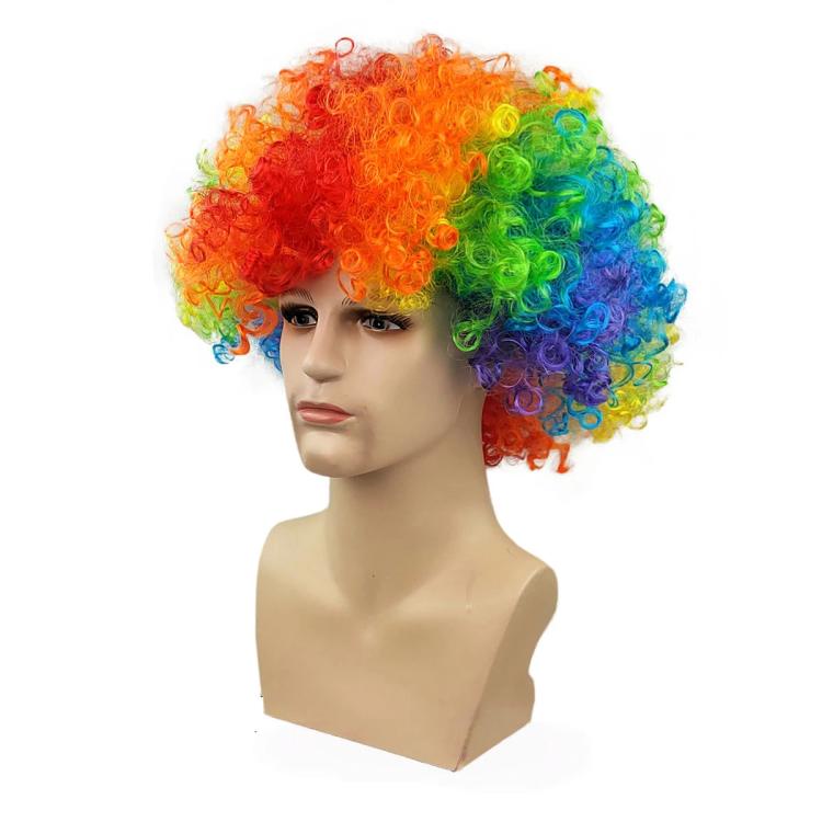 Parrucca afro colorata per adulti e bambini, parrucca da clown arcobaleno per cosplay, festa, parrucca riccia divertente da discoteca, accessori per costumi.