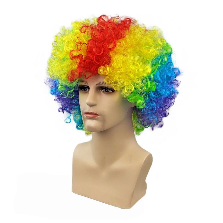Parrucca afro colorata per adulti e bambini, parrucca da clown arcobaleno per cosplay, festa, parrucca riccia divertente da discoteca, accessori per costumi.