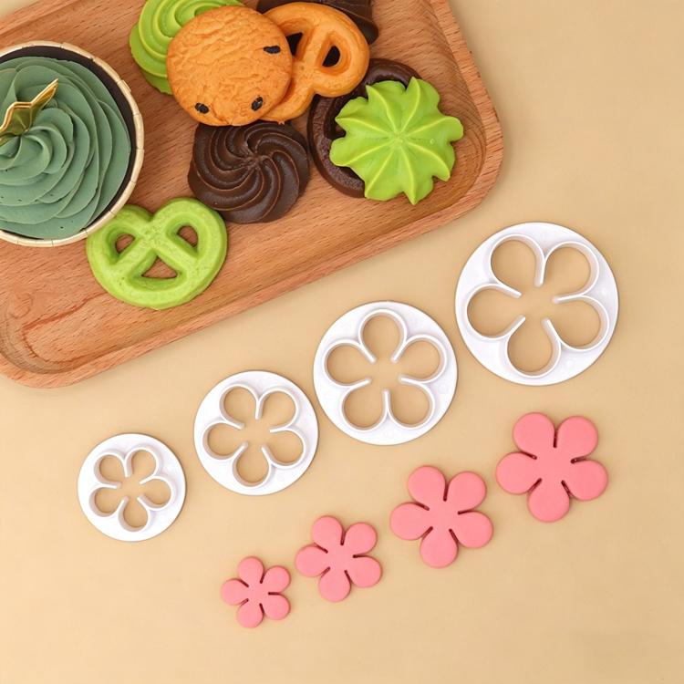Set di 4 pezzi LsCook: taglia-fiori di prugno senza manico, stampo realistico per dolci