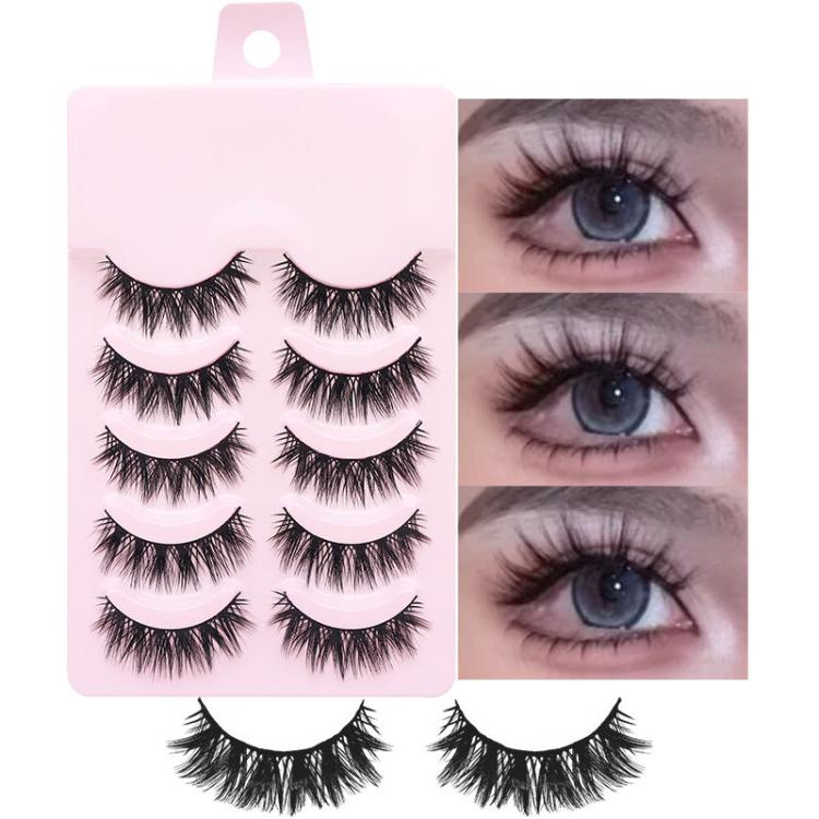 Set di 5 paia di ciglia finte naturali per trucco quotidiano, monopezzo., 2205, DS122, QF04, QF05, QF06, QF26, QF75, QF90, QF91, QF92, QF93, Z301, Z302, LK01, LK02, LK03, LK04, NDEM, B94, F9, FK74, W01, W02, Z15C