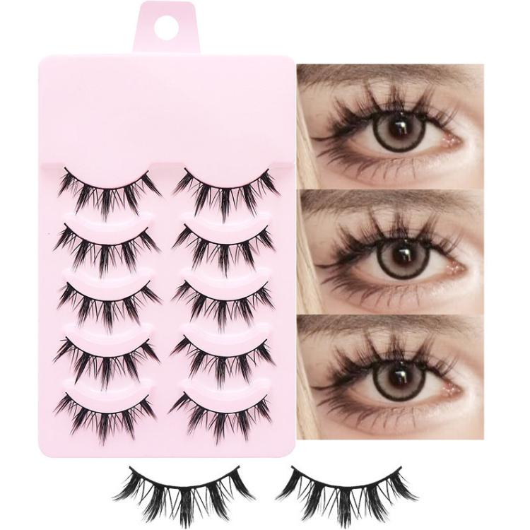 Set di 5 paia di ciglia finte naturali per trucco quotidiano, monopezzo., 2205, DS122, QF04, QF05, QF06, QF26, QF75, QF90, QF91, QF92, QF93, Z301, Z302, LK01, LK02, LK03, LK04, NDEM, B94, F9, FK74, W01, W02, Z15C