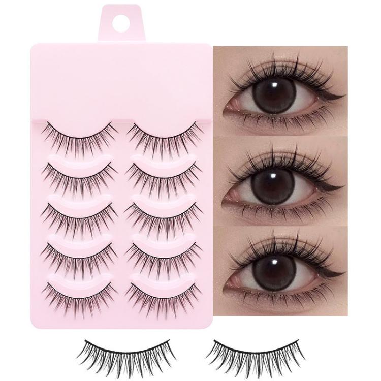 Set di 5 paia di ciglia finte naturali per trucco quotidiano, monopezzo., 2205, DS122, QF04, QF05, QF06, QF26, QF75, QF90, QF91, QF92, QF93, Z301, Z302, LK01, LK02, LK03, LK04, NDEM, B94, F9, FK74, W01, W02, Z15C
