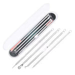 Set di 4 pinzette in acciaio inossidabile per la rimozione dei punti neri, ideali per il trattamento estetico dell'acne., Silver, Rose Gold