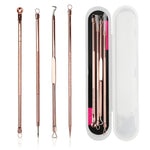 Set di 4 pinzette in acciaio inossidabile per la rimozione dei punti neri, ideali per il trattamento estetico dell'acne., Silver, Rose Gold