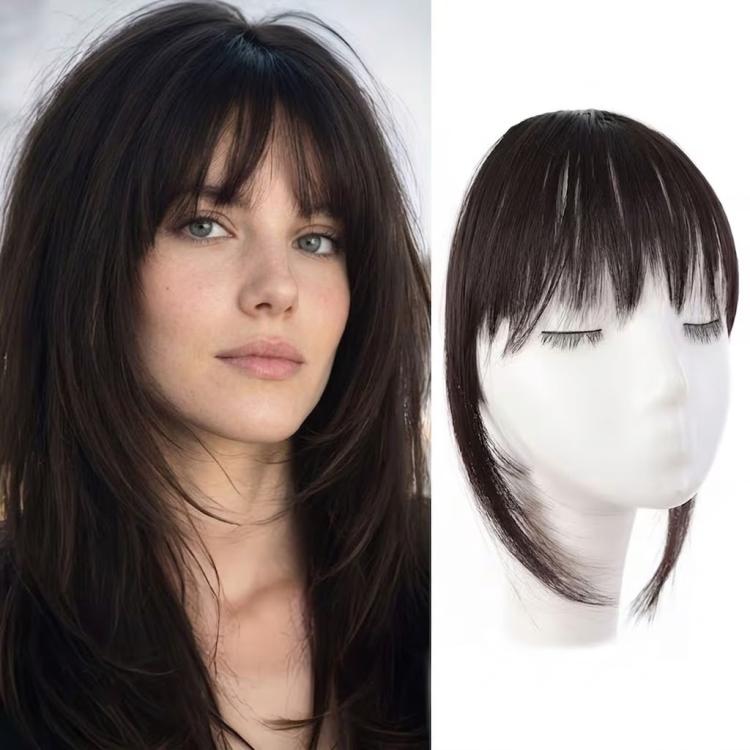 Parrucca da donna con frangia invisibile e realistica, senza cuciture, per infoltire i capelli.