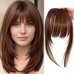 Parrucca da donna con frangia invisibile e realistica, senza cuciture, per infoltire i capelli.