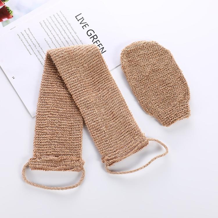 Spazzola da bagno resistente, a doppia faccia, con setole spesse per la schiena., Jute Brown Back Comb+Gloves, Jute Back Comb