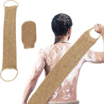 Spazzola da bagno resistente, a doppia faccia, con setole spesse per la schiena., Jute Brown Back Comb+Gloves, Jute Back Comb