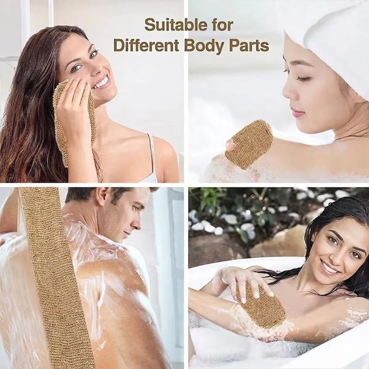Spazzola da bagno resistente, a doppia faccia, con setole spesse per la schiena., Jute Brown Back Comb+Gloves, Jute Back Comb