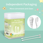 Confezione da 200 bastoncini di cotone per neonati Baby Sailing con punte ultrafini da 3 mm, bastoncini di carta multiuso a doppia estremità., Scoop & Spiral Tips