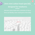 Confezione da 200 bastoncini di cotone per neonati Baby Sailing con punte ultrafini da 3 mm, bastoncini di carta multiuso a doppia estremità., Scoop & Spiral Tips