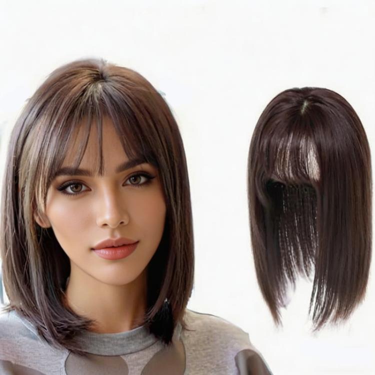 Extension per capelli con frangia in tessuto sintetico da 32 cm (12,6 pollici) per capelli diradati, extension dall'aspetto naturale con clip.