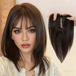 Extension per capelli con frangia in tessuto sintetico da 32 cm (12,6 pollici) per capelli diradati, extension dall'aspetto naturale con clip.