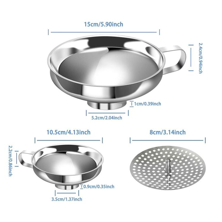 Set da 3 pezzi LsCook in acciaio inox: imbuto a bocca larga, imbuto per marmellata a bocca grande