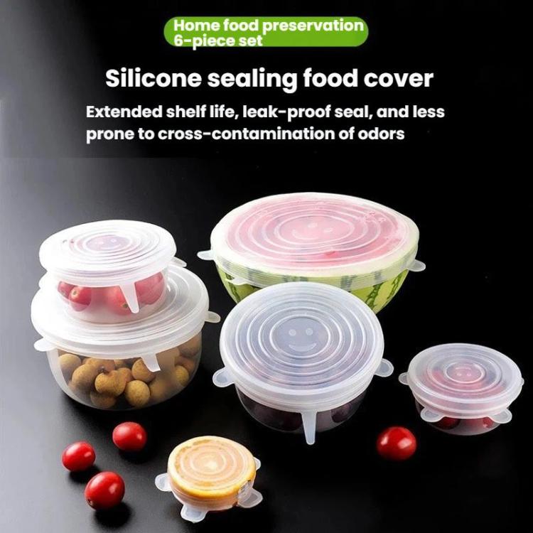 Set di 6 coperchi rotondi in silicone per alimenti LsCook, 80g