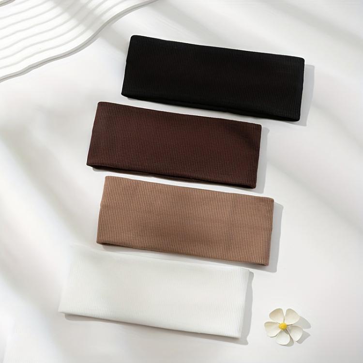 Fascia sportiva a righe lavorata a maglia, 18,5 x 8 cm, con bordo largo, ideale per lavarsi il viso.