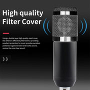 Dual BM800 Condenser Microphone With F009 Live Sound Card Kit Podcast Equipment Bundle Adjustable Scissor Arm Stand