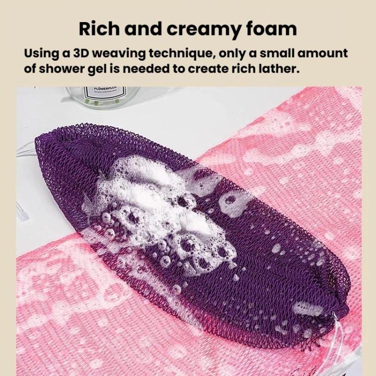 Asciugamano da bagno lungo in nylon con coulisse, altamente elastico, esfoliante, ideale anche come asciugamano da sauna.