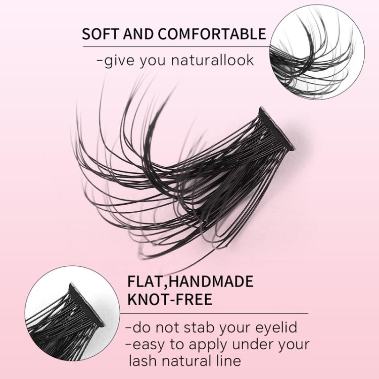 216 Ciglia finte segmentate a ciuffetti densi fai da te, con curvatura naturale, a ciuffetti singoli., DIY-SET-595（30D）, DIY-SET-596（40D）, DIY-SET-597（50D）, DIY-SET-598（60D）, DIY-SET-599（80D）, DIY-SET-600（100D）