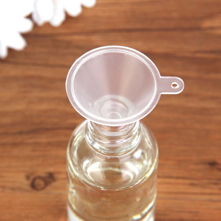20 mini imbuti per bottigliette, imbuti minuscoli in plastica trasparente per riempire oli essenziali, profumi, articoli da toilette da viaggio e cosmetici.