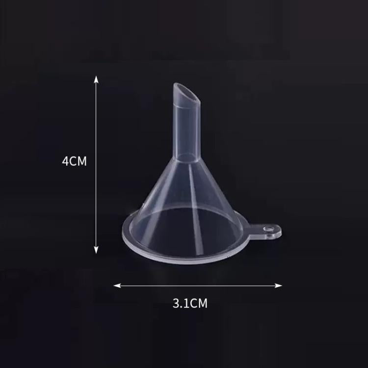 20 mini imbuti per bottigliette, imbuti minuscoli in plastica trasparente per riempire oli essenziali, profumi, articoli da toilette da viaggio e cosmetici.