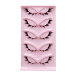 5 paia di ciglia finte volumizzanti oblique a forma di occhio di volpe, con estremità allungate e stelo nero, ideali per il trucco da palcoscenico., AQ-02