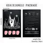 Set da 24 unghie finte lucide color mandorla media, con punta francese, linea dorata e stampa leopardata rosa, copertura completa, da applicare con colla.