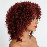 Parrucca corta afro riccia con frangia, in fibra sintetica soffice, resistente al calore, senza colla, ideale per cosplay, uso quotidiano e feste.