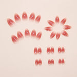 30 pezzi/confezione Unghie finte adesive rosa effetto occhi di gatto, corte, a mandorla, lucide, magnetiche, traslucide, con glitter sfumati, da incollare per donna