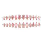 Set di 24 unghie finte 3D a forma di fiore, rosa sfumato, a mandorla, stile dolce, kit manicure per donne