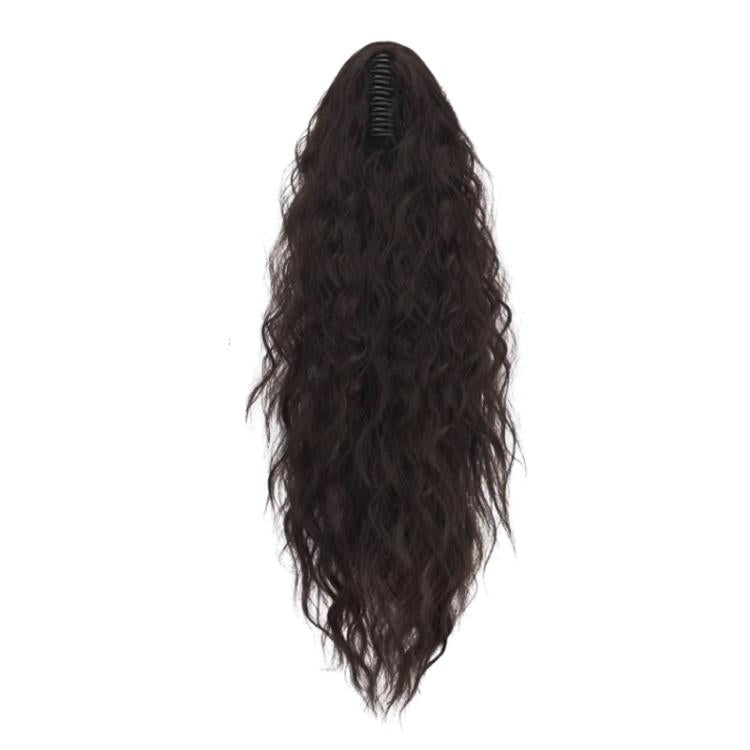 Parrucca lunga, ondulata e vaporosa con coda di cavallo e fermagli per capelli.