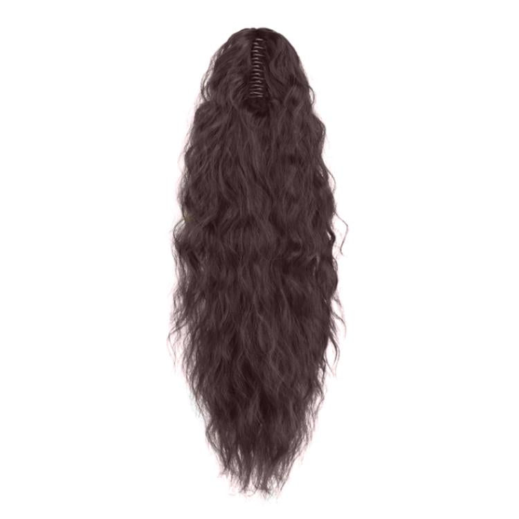 Parrucca lunga, ondulata e vaporosa con coda di cavallo e fermagli per capelli.