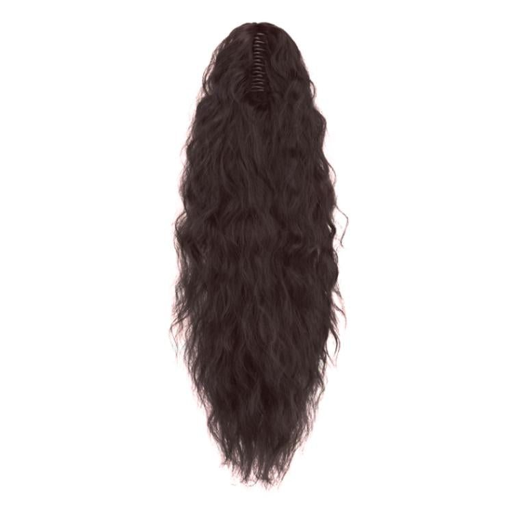 Parrucca lunga, ondulata e vaporosa con coda di cavallo e fermagli per capelli.