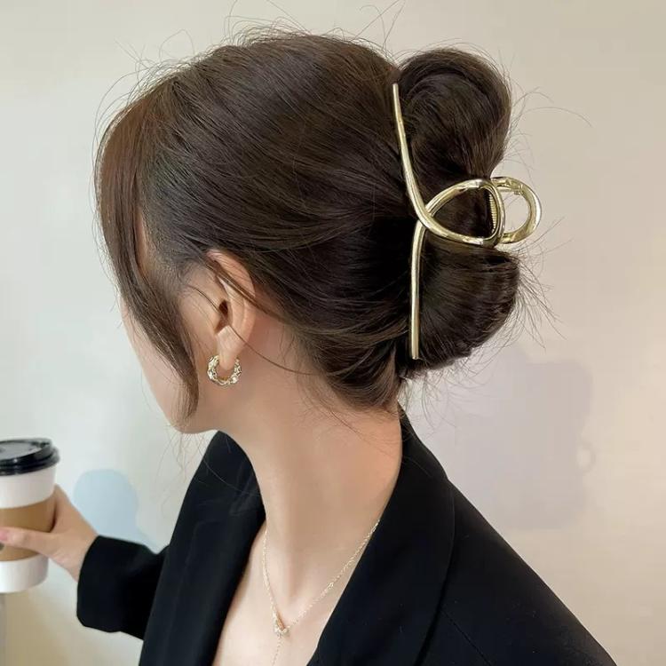 Fermagli per capelli in metallo da donna, grandi, per capelli spessi, antiscivolo, con tenuta forte, a clip., 11.5cm Gold, 13.5cm Gold, 11.5cm Gray Black, 13.5cm Gray Black, 11.5cm Silver, 13.5cm Silver