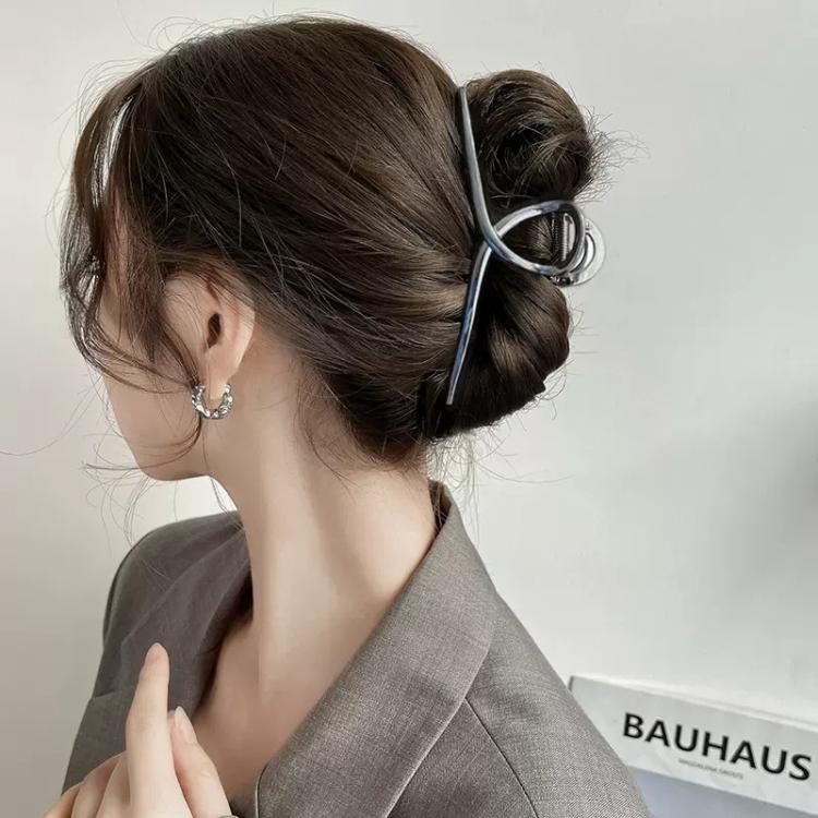 Fermagli per capelli in metallo da donna, grandi, per capelli spessi, antiscivolo, con tenuta forte, a clip., 11.5cm Gold, 13.5cm Gold, 11.5cm Gray Black, 13.5cm Gray Black, 11.5cm Silver, 13.5cm Silver