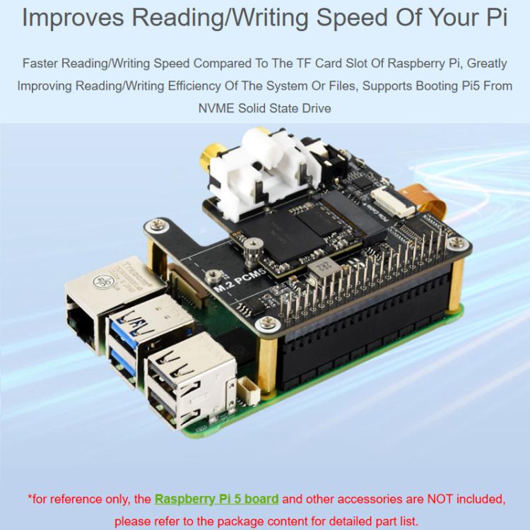 Scheda PCIe a M.2 per Raspberry Pi 5 con audio I2S