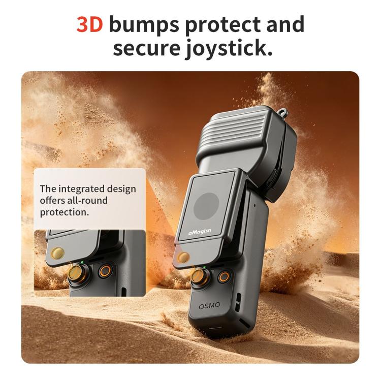 Custodia protettiva per gimbal aMagisn per DJI Osmo Pocket 4 con design a ribalta monoblocco e protezione integrata per joystick 3D.