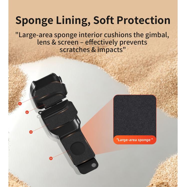 Custodia protettiva per gimbal aMagisn per DJI Osmo Pocket 4 con design a ribalta monoblocco e protezione integrata per joystick 3D.